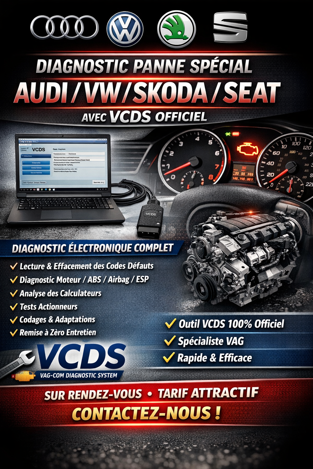 Diagnostic panne spécial Audi / VW / Skoda / Seat – VCDS Officiel