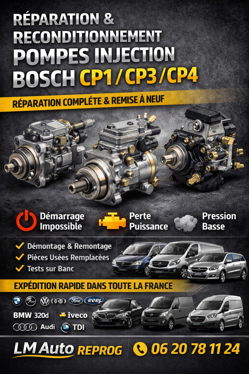 Réparation & Reconditionnement Pompes Injection Bosch CP1 / CP3 / CP4